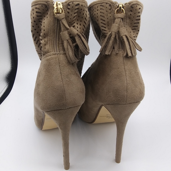 JUSTFAB suede open toe heel booties women’s Size 9 - Picture 6 of 7